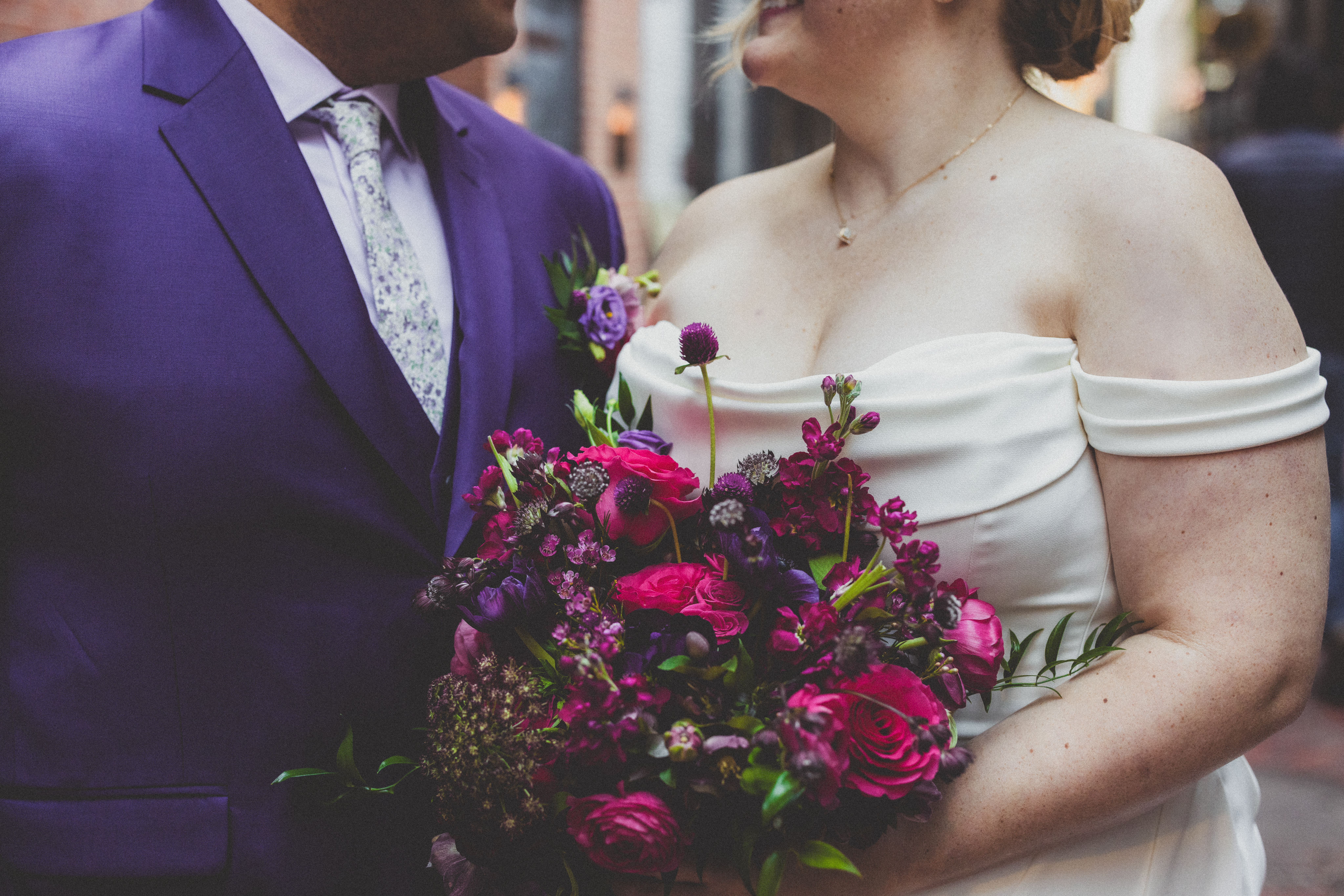 Bride and Groom in Romantic Wedding Attire